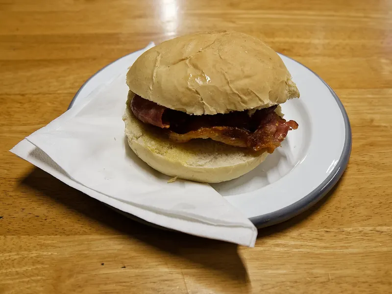 Bacon roll on a napkin