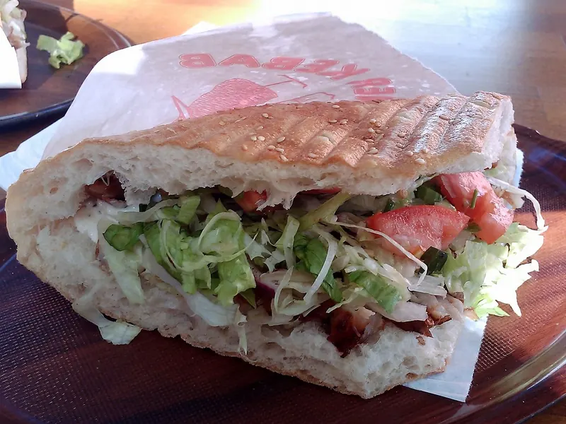 Doner kebab in pitta with salad