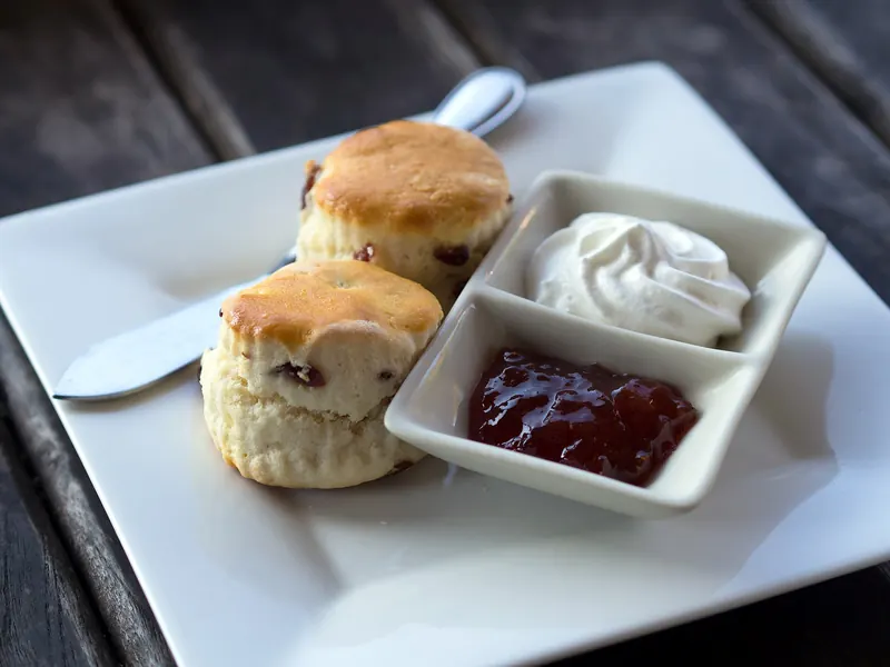 Scones with clotted cream and jam