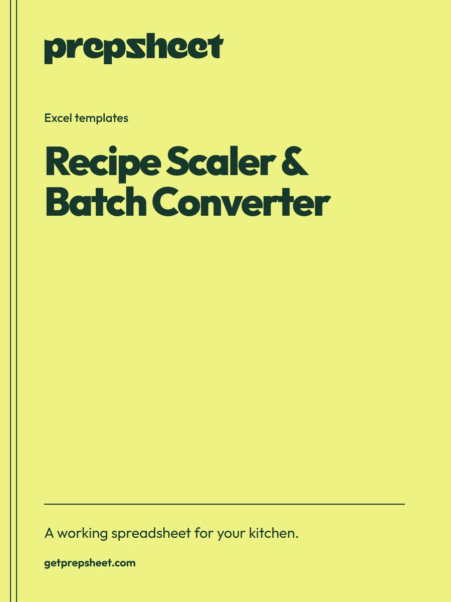 Recipe Scaler & Batch Converter — ChefSums Excel template